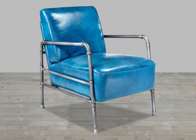BlueTop Grain Leather Club Chair With Metal Frame Photo 94
