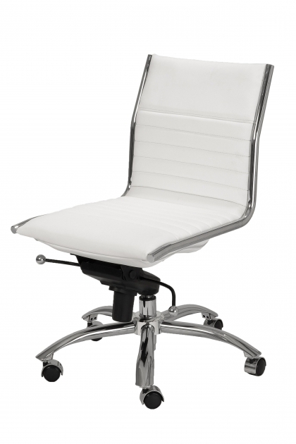 Furniture White Armless Office Chair Design Contemporary Adjustable Mid Back Style Photo 22