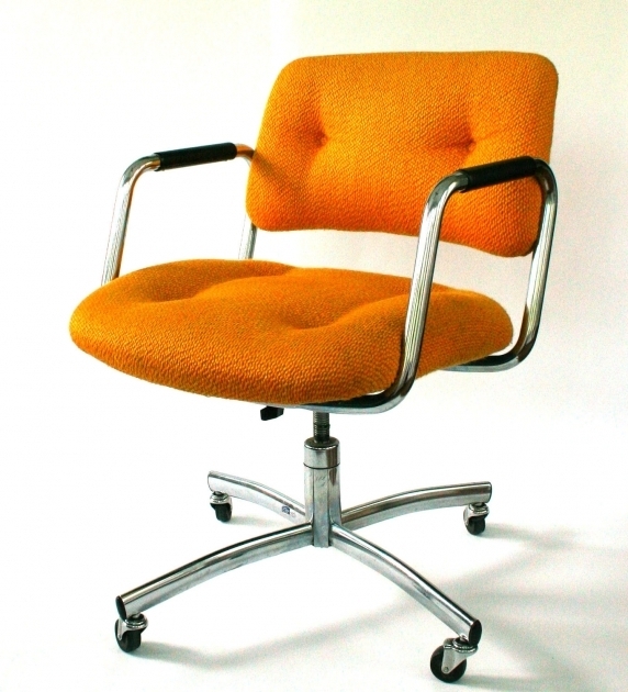 Orange Office Chair Color Tufted Design Metal Frame Material Polished Chrome Finish Pictures 74