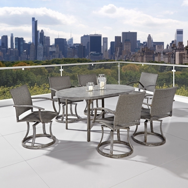 Cozy Urban Outdoor 7 Piece Patio Dining Set With Swivel Chairs Pictures 44