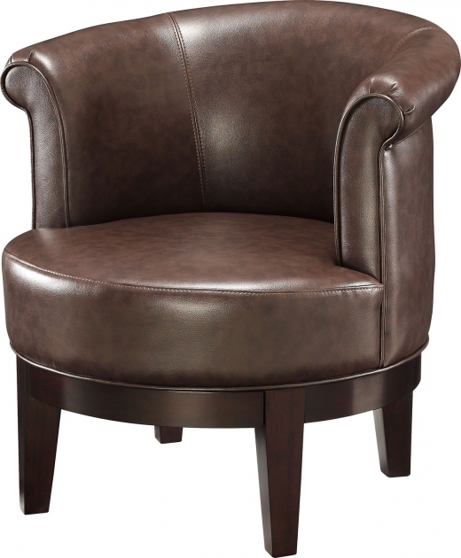 Round Brown Leather Swivel Accent Chair With Arms And Back Picture 23