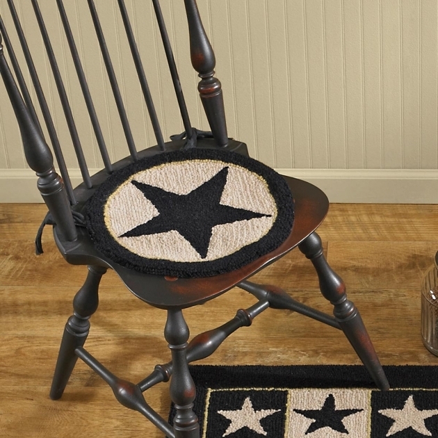 Black Star Hooked Braided Chair Pads For Kitchen Chairs Image 24