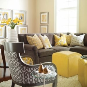 Yellow and Grey Accent Chair