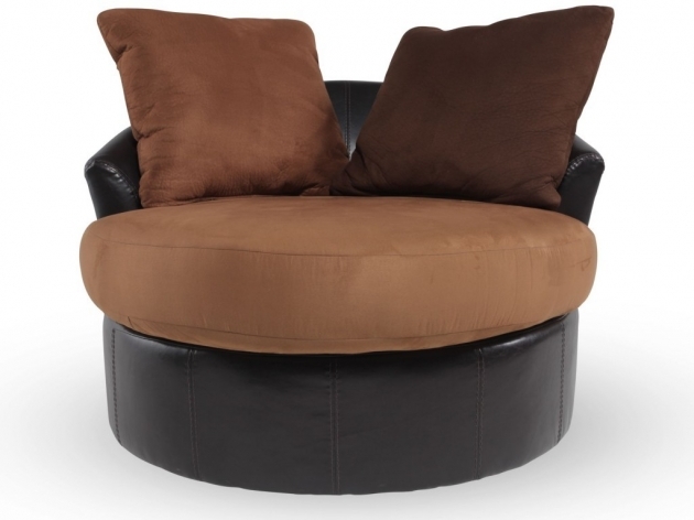 Swivel Chairs For Living Room Simple Chocolate Brown Round Swivel Loveseat With Brown Cushions Image 10