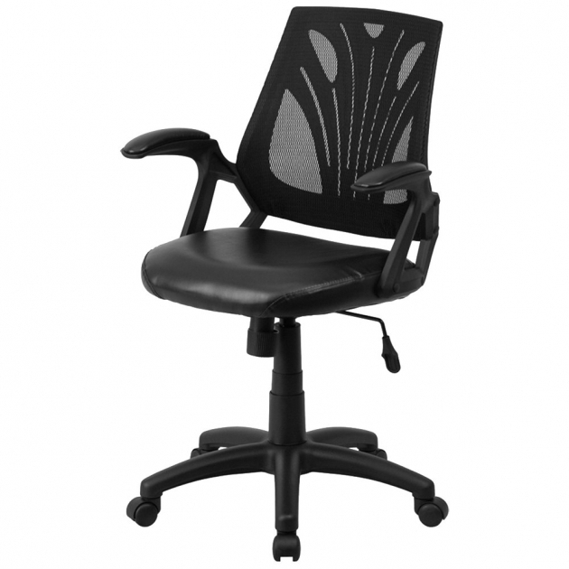 Mid Back Black Mesh Ergonomic Office Chair And Leather With Padded Picture 02