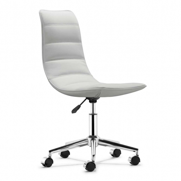 White Armless Office Chair Computer With Wheels  Photos 35