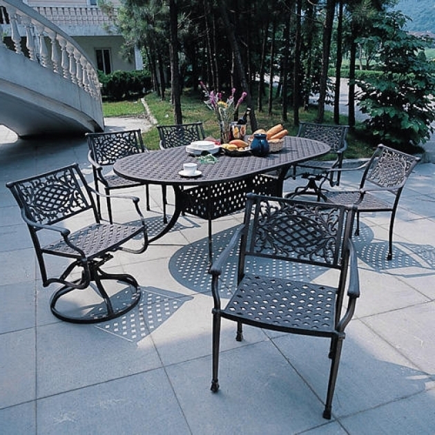 Incredible 7 Piece Patio Dining Set With Swivel Napoli Collection Cast Aluminum Outdoor Images 07