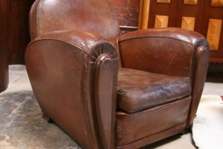 Distressed Leather Club Chair