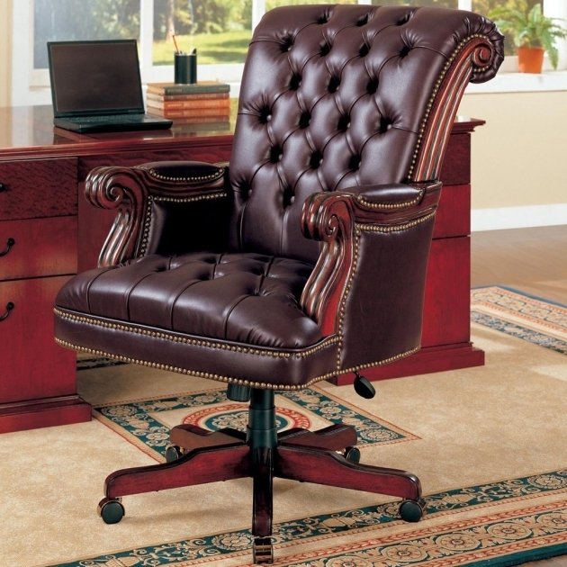 Brown Leather Tufted Office Furniture Chairs With Armrest For Home Furniture Ideas Photos 83